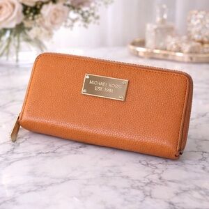 Michael Kors Caramel Leather Zip Wallet